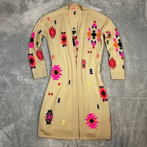 Vilagallo Stella Navajo Cardigan Women's Small Camel Aztec Western Wool
